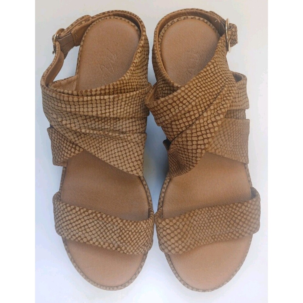 Matisse Womens Sz 9 Starline Brown Leather Wrap Ankle Wedge Platform Sandal